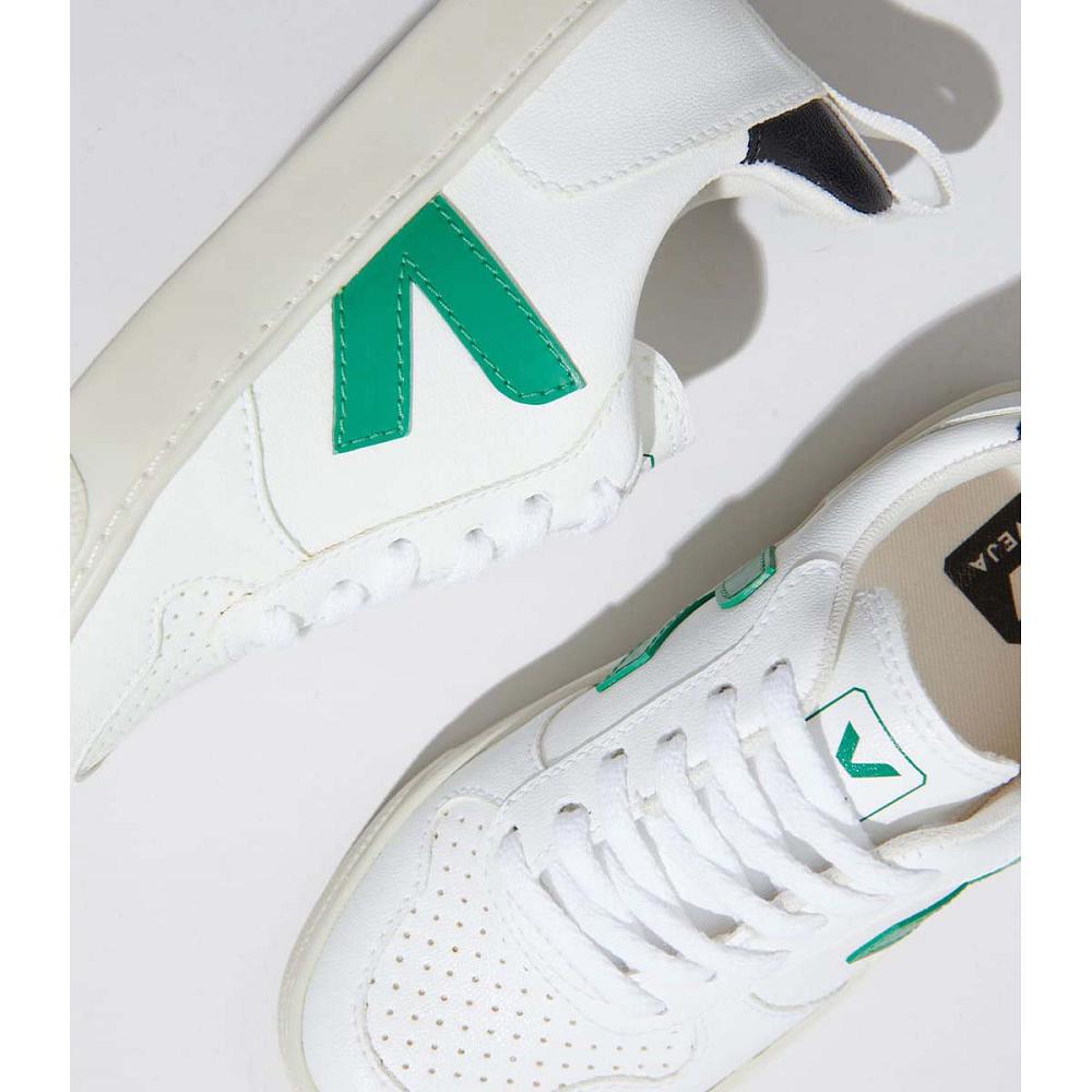 Veja V-10 LACE CWL Tenisky Detske White/Green | SK 849CTV